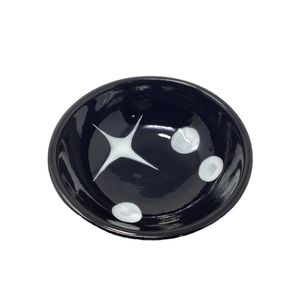 Small MCM Atomic Black & White Bowl / Trinket Dish- Marked C.A.